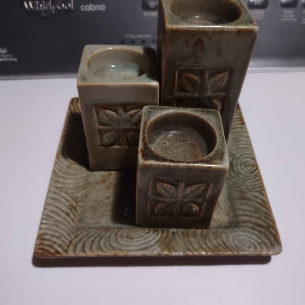 Rustic Brown Ceramic Cube Set Art